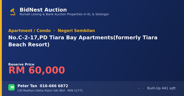 Apartment / Condo · No. C-2-17, PD Tiara Bay Apartments (formerly Tiara Beach Resort)