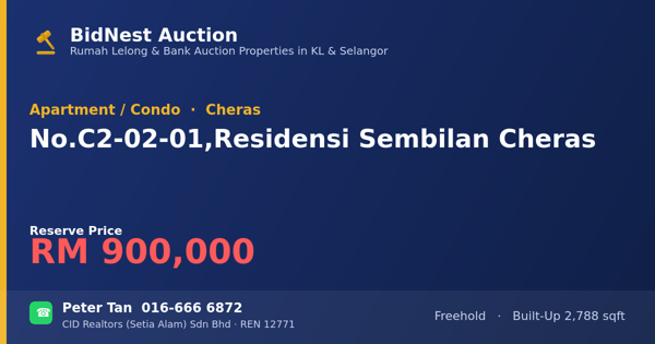 公寓 · No. C2-02-01, Residensi Sembilan Cheras