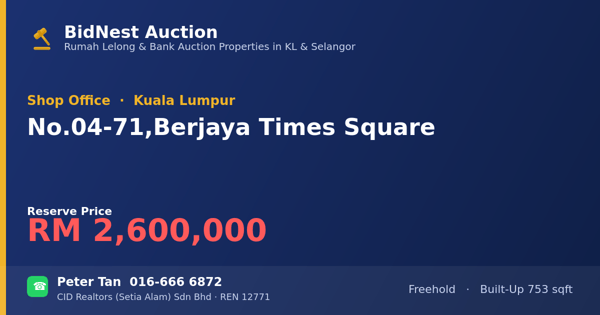 Shop Office · No. 04-71, Berjaya Times Square