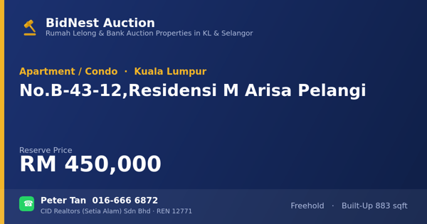 Apartmen / Kondo · No. B-43-12, Residensi M Arisa Pelangi