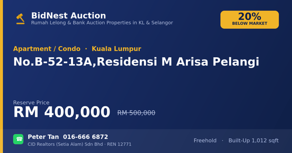 Apartmen / Kondo · No. B-52-13A, Residensi M Arisa Pelangi