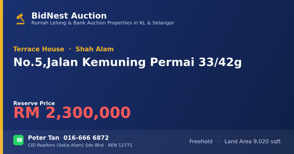 Terrace House · No. 5, Jalan Kemuning Permai 33/42g