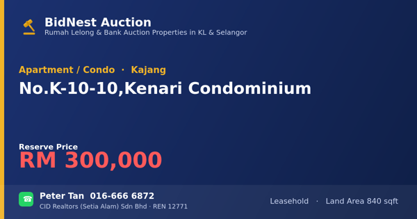 Apartment / Condo · No. K-10-10, Kenari Condominium