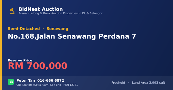 Semi-D · No. 168, Jalan Senawang Perdana 7