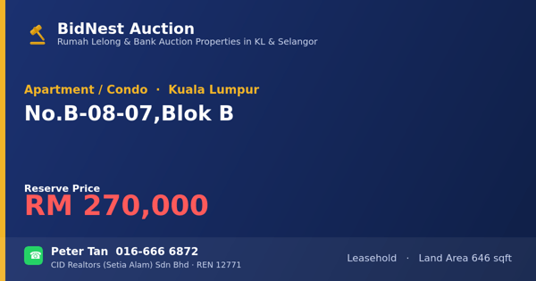 Apartment / Condo · No. B-08-07, Blok B