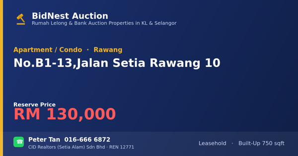 Apartment / Condo · No. B1-13, Jalan Setia Rawang 10