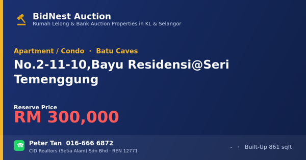 Apartment / Condo · No. 2-11-10, Bayu Residensi @ Seri Temenggung