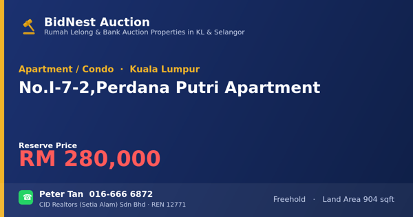 Apartment / Condo · No. I-7-2, Perdana Putri Apartment