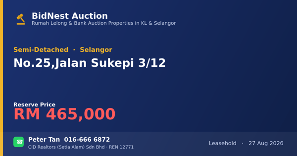 Semi-Detached · No. 25, Jalan Sukepi 3/12