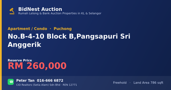 公寓 · No. B-4-10 Block B, Pangsapuri Sri Anggerik