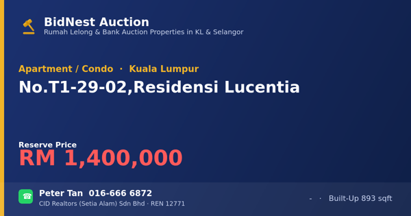 Apartmen / Kondo · No. T1-29-02, Residensi Lucentia