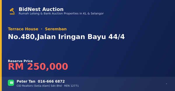 Terrace House · No. 480, Jalan Iringan Bayu 44/4