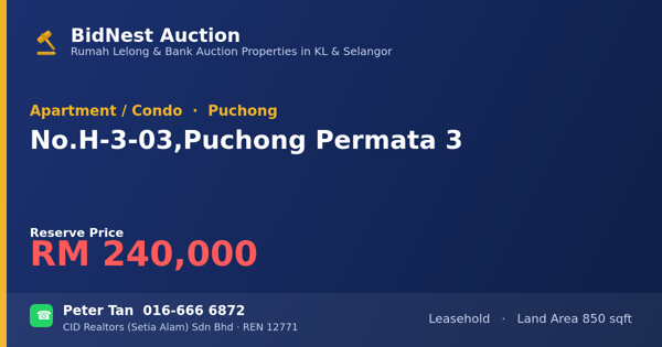 Apartmen / Kondo · No. H-3-03, Puchong Permata 3