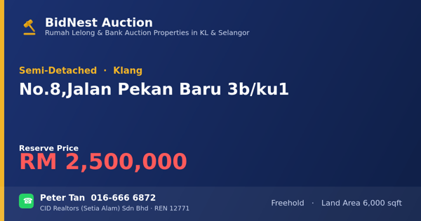 Semi-D · No. 8, Jalan Pekan Baru 3b/ku1