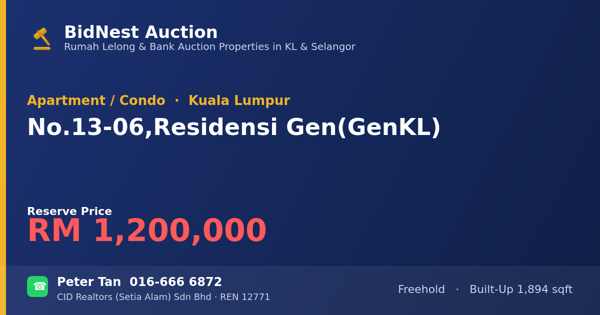 Apartment / Condo · No. 13-06, Residensi Gen (GenKL)
