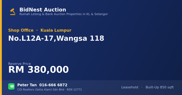 Kedai Pejabat · No. L12A-17, Wangsa 118