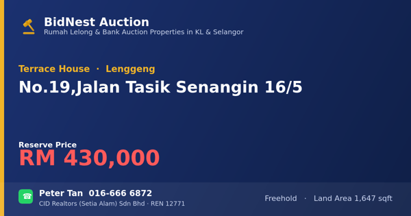 Terrace House · No. 19, Jalan Tasik Senangin 16/5