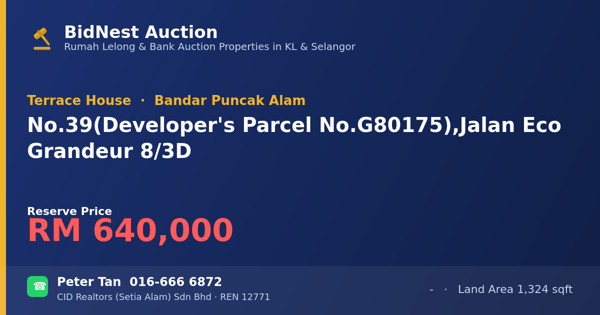 Terrace House · No. 39 (Developer's Parcel No. G80175), Jalan Eco Grandeur 8/3D