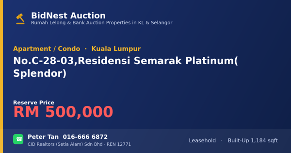 公寓 · No. C-28-03, Residensi Semarak Platinum (Splendor)