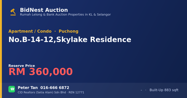 Apartment / Condo · No. B-14-12, Skylake Residence