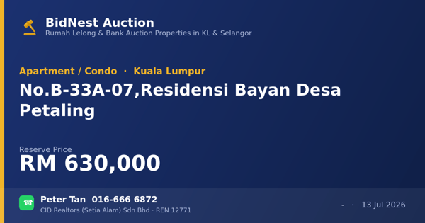 Apartmen / Kondo · No. B-33A-07, Residensi Bayan Desa Petaling
