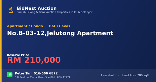 Apartment / Condo · No. B-03-12, Jelutong Apartment