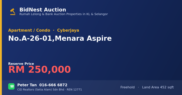 Apartment / Condo · No. A-26-01, Menara Aspire