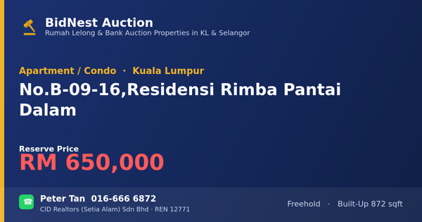 Apartmen / Kondo · No. B-09-16, Residensi Rimba Pantai Dalam