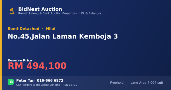 Semi-Detached · No. 45, Jalan Laman Kemboja 3