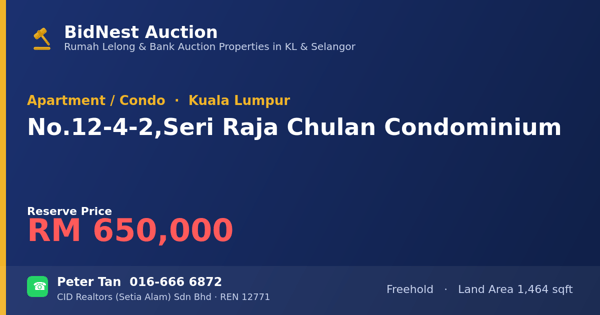 Apartment / Condo · No. 12-4-2, Seri Raja Chulan Condominium