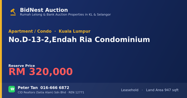 公寓 · No. D-13-2, Endah Ria Condominium