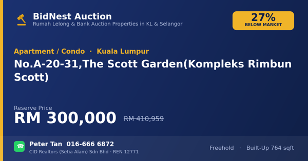 Apartmen / Kondo · No. A-20-31, The Scott Garden (Kompleks Rimbun Scott)