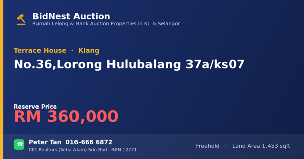 Terrace House · No. 36, Lorong Hulubalang 37a/ks07