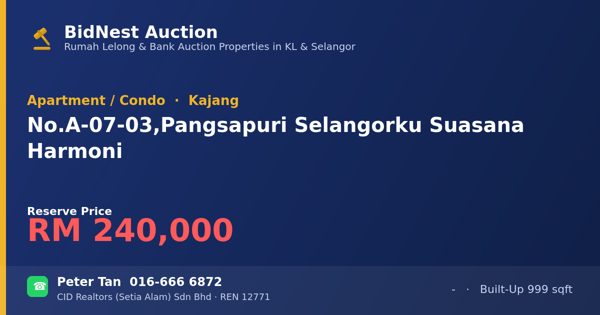 Apartment / Condo · No. A-07-03, Pangsapuri Selangorku Suasana Harmoni