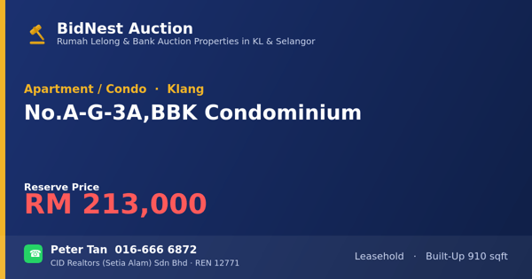 Apartmen / Kondo · No. A-G-3A, BBK Condominium
