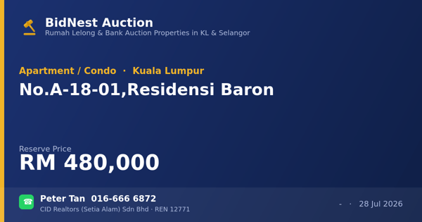 Apartmen / Kondo · No. A-18-01, Residensi Baron