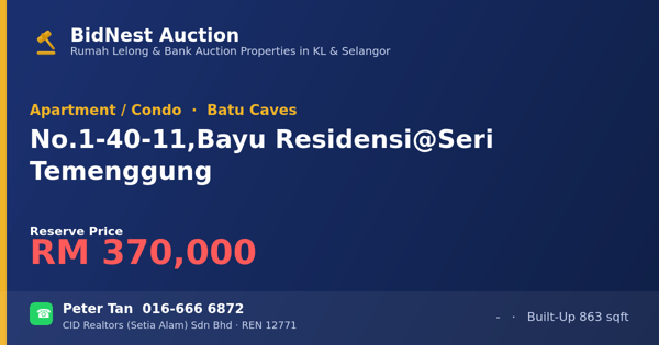 Apartmen / Kondo · No. 1-40-11, Bayu Residensi @ Seri Temenggung