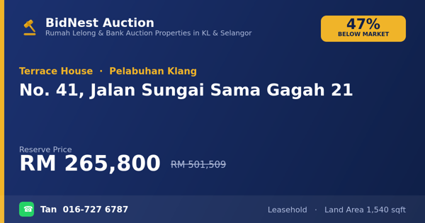 Terrace House · No. 41, Jalan Sungai Sama Gagah 21