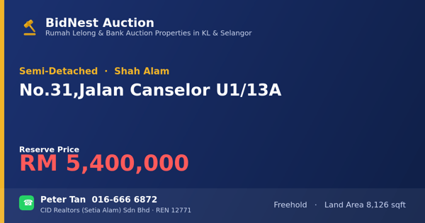 Semi-Detached · No. 31, Jalan Canselor U1/13A