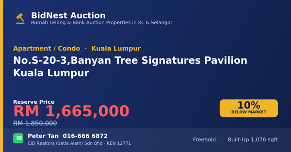 Apartment / Condo · No. S-20-3, Banyan Tree Signatures Pavilion Kuala Lumpur
