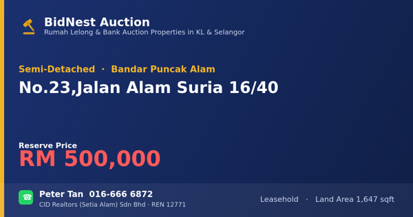 Semi-D · No. 23, Jalan Alam Suria 16/40