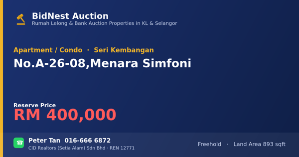 Apartment / Condo · No. A-26-08, Menara Simfoni