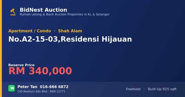 Apartmen / Kondo · No. A2-15-03, Residensi Hijauan