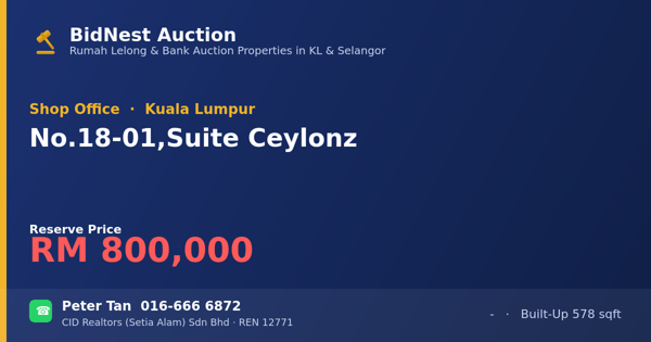 店屋 · No. 18-01, Suite Ceylonz