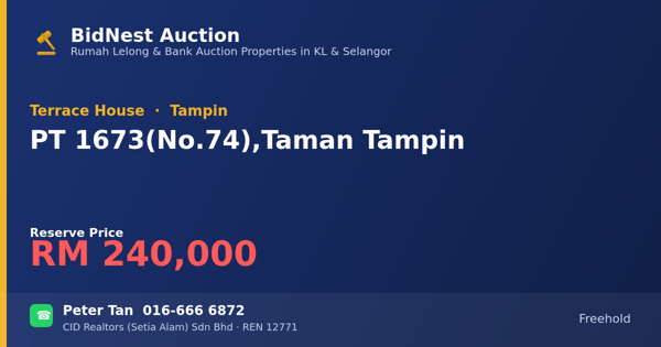 Terrace House · PT 1673 (No. 74), Taman Tampin