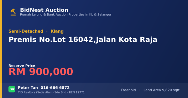 Semi-Detached · Premis No. Lot 16042, Jalan Kota Raja
