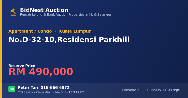 Apartment / Condo · No. D-32-10, Residensi Parkhill