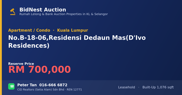 Apartment / Condo · No. B-18-06, Residensi Dedaun Mas (D'Ivo Residences)