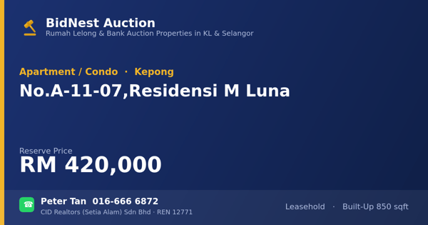 Apartmen / Kondo · No. A-11-07, Residensi M Luna