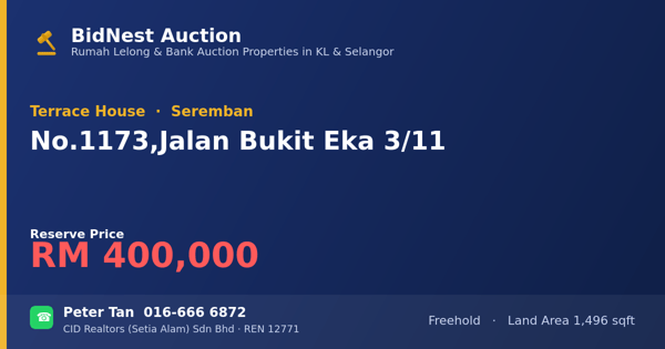 Terrace House · No. 1173, Jalan Bukit Eka 3/11